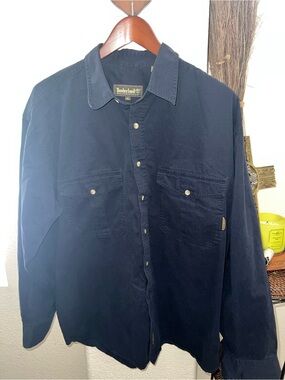 Timberland Navy Blue Corduroy Button-Up Shirt